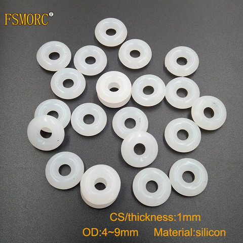 100pcs 1mm Thickness white Transparent silicon o-rings OD 4 4.5 5 5.5 6 6.5 7 7.5 8 8.5 9mm house use gasket no poison o ring ► Photo 1/1