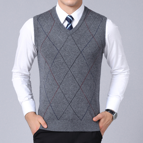 2022 New Fashion Brand Sweater For Mens Pullover Vest Slim Fit Jumpers Knitwear Plaid Autumn Korean Style Casual Men Clothes ► Photo 1/6