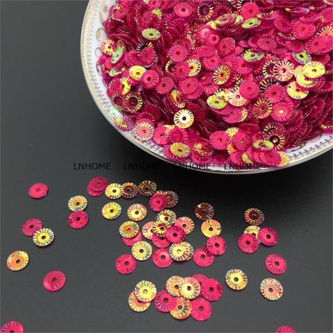 3000pcs 6mm Round Wheel Flower Gold Plating Loose Sequins Sewing PVC  DIY Paillette Transparent Rose Red Confetti Spangles ► Photo 1/2