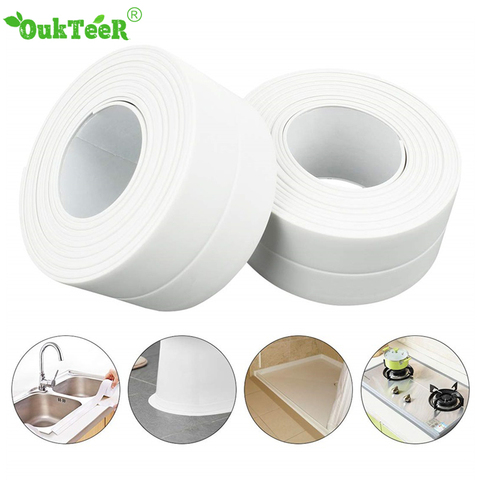 Kitchen Bathroom Wall Sealing Tape Waterproof Moldproof Mildew Proof Sink Joint Crevice Sticker Corner Line Sticking Strip Tape ► Photo 1/6