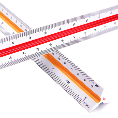 Mitsubishi scale ruler triangle 30cm trigonous scale 1 : 100  1 : 400  1 : 200  deli 8930 scale ruler  Engineering Design Paint ► Photo 1/1