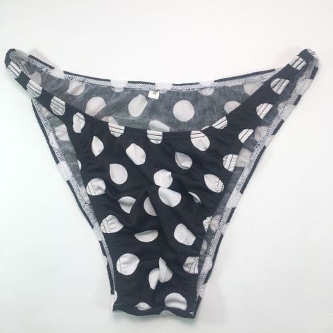 Mens String Bikini G3774 Narrow Waist Black white Dots Polyester jersey ► Photo 1/6