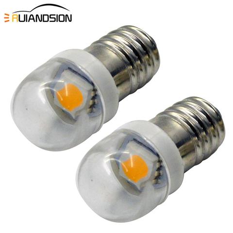 2pcs Lamp E10 LED Bulb 3v 6v 12v 1smd Lamp 0.5w 5050 White Screw Plug LED Indicator Light Source Accessories Warm white 4300k ► Photo 1/6