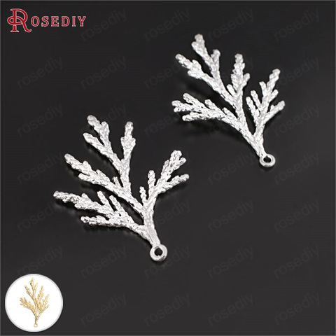 (32078)6PCS 36*24MM Silver Color Plated Brass Pine Leaves Tree Leaf Charms Pendants Diy Jewelry Findings Accessories wholesale ► Photo 1/6