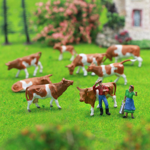 36pcs/72pcs HO Scale 1:87 Well Painted Farm Animals Cows and Figures Shepherd AN8705 Railway Layout ► Photo 1/6