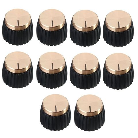 10x Guitar AMP Amplifier Knobs Push-on Black+Gold Cap for Marshall Amplifier ► Photo 1/6