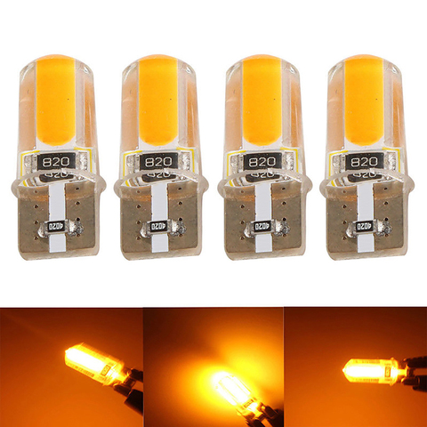 Amber 4pcs T10 194 168 W5W COB LED Car Canbus Silicone Width Side Marker License Plate Turn Clearance Lights Signal Lamp Bulb ► Photo 1/6