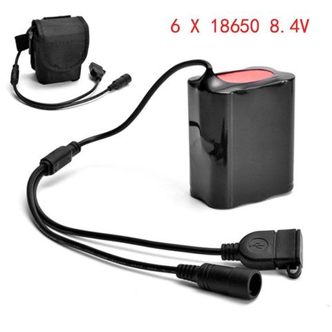 GTF 8.4V 18650 battery pack 7800mAh bike light 6*18650 batteries for Bicycle light battery pack with USB cable + 1 batteries bag ► Photo 1/6