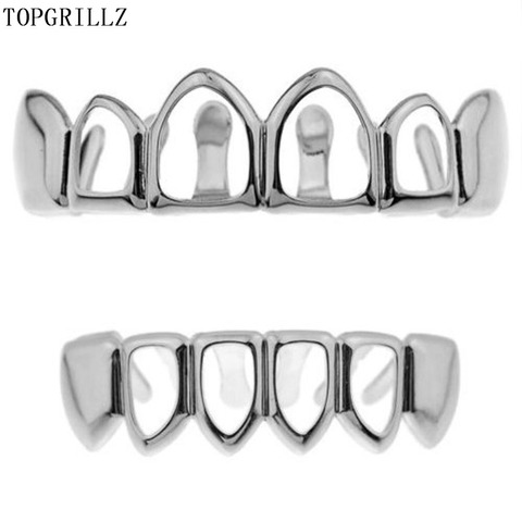 TOPGRILLZ Real New Fit Gold Color Plated Vampire Four Open Face Hollow Gold Grillz Set For Christmas Gift.Party ► Photo 1/6