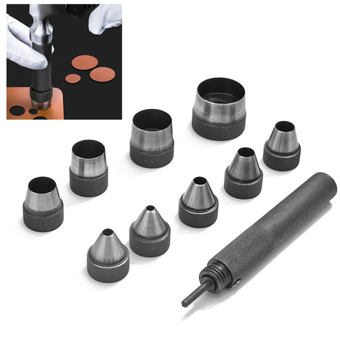 10pcs Heavy Duty Hollow Punch Kit Toos Set Gasket Leather Rubber Punching DIY Leathercraft Perforating Tools ► Photo 1/6