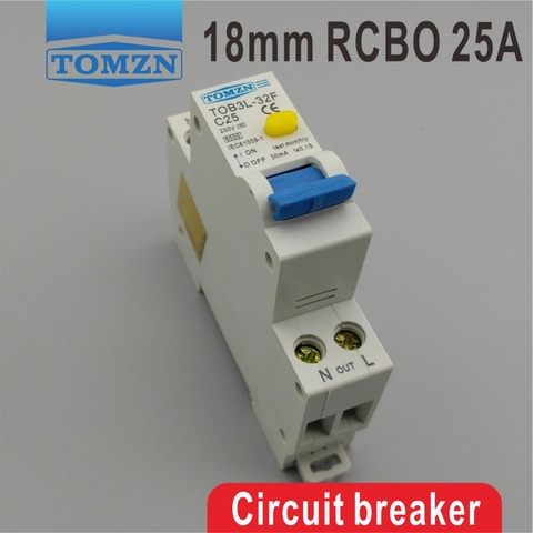 TOB3L-32F 18MM RCBO 25A 1P+N 6KA Residual current Circuit breaker with over current and Leakage protection ► Photo 1/6