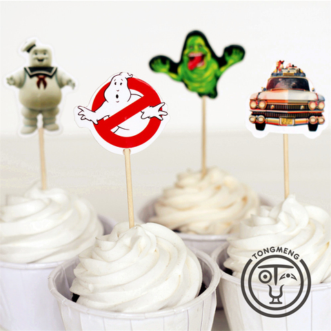 24pcs cupcake topper Ghostbusters stay puft Peter Venkman Dana Barrett candy bar