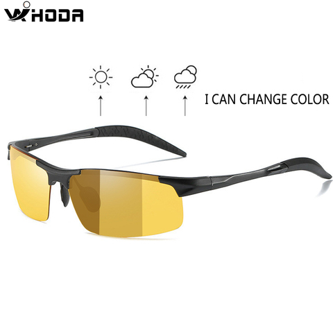 Pure Al-Mg Photochromic Lens Polarized Men's Day&Night Vision Driving Sunglasses, Anti-Glare Male Driver Sun Glasses S156 ► Photo 1/6