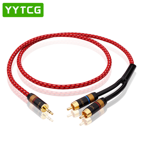 YYTCG Hifi Canare 3.5mm to 2RCA Audio Cabler PC Mobilephone Amplifier Interconnect High Qualitu 3.5 Jack to RCA Cable ► Photo 1/6