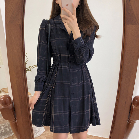 Women Dress Vintage Plaid A-line Dresses With Belt Turndown Collar Korean Style Fashion Design Woman Spring Summer Dress SP204 - Price history & Review | AliExpress Seller - YIQLAN Store | Alitools.io Women Dress Vintage Plaid A-line Dresses With Belt Turndown Collar Korean Style Fashion Design Woman Spring Summer Dress SP204 - Price history & Review | AliExpress Seller - YIQLAN Store | Alitools.io