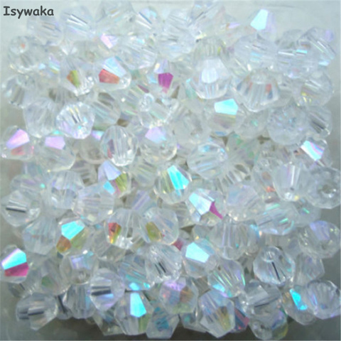 Isywaka Sale White AB Color 100pcs 4mm Bicone Austria Crystal Beads charm Glass Beads Loose Spacer Bead for DIY Jewelry Making ► Photo 1/1