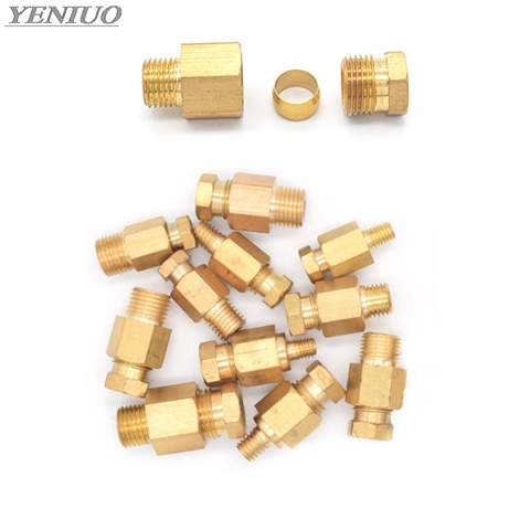 Compression Ferrule Tube Compression Fitting 4 6 8mm OD Tube Connector Machine tool lubrication Brass oil Pipe Fitting adapter ► Photo 1/4