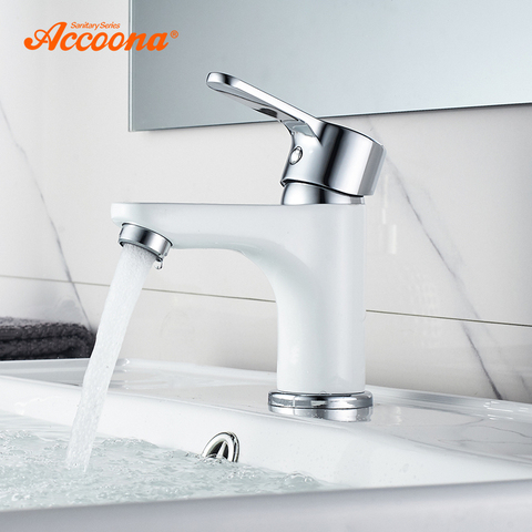 Accoona New Basin Faucet Contemporary Bathroom Faucet Painted Brass Single Handle Single Hole Hot and Cold Faucet Deck A9067 ► Photo 1/6