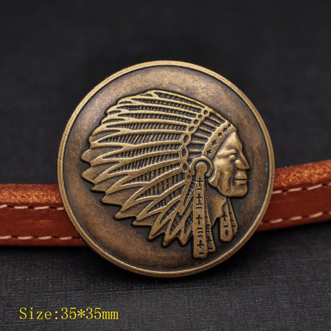 35mm10pcs Heavy Brass Southeast Tribal Indian Chief Head Leathercraft Saddles Conchos Purse Wallet Belt Screw Back ► Photo 1/6