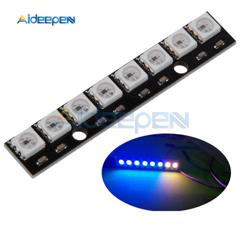 WS2812 WS2812B WS 2811 5050 RGB LED Lamp Panel Module 5V 8 Channel 8-Bit Rainbow LED Precise for Arduino Black Board ► Photo 1/6