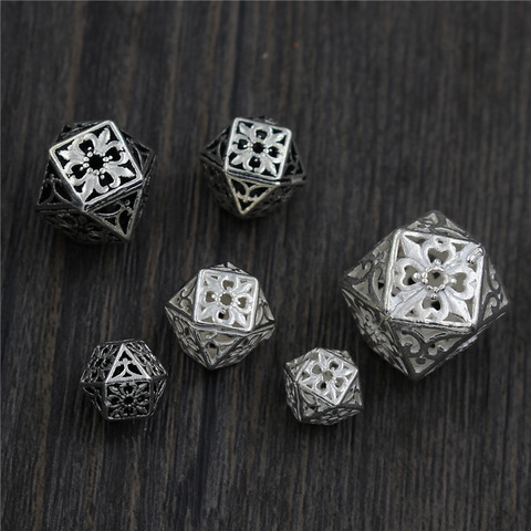 100% 925 Sterling Silver Vintage Hollow Out Flower Space Beads Craft Handmade Charm S925 Silver Loose Beads DIY Jewelry Making ► Photo 1/3