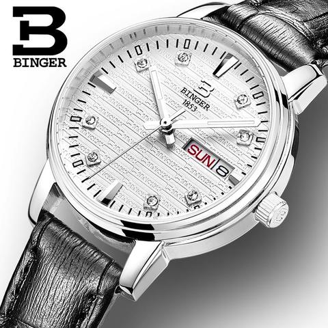 Switzerland Binger watches women fashion luxury relogio feminino ultrathin quartz glowwatch leather strap Wristwatches B3036G-4 ► Photo 1/1