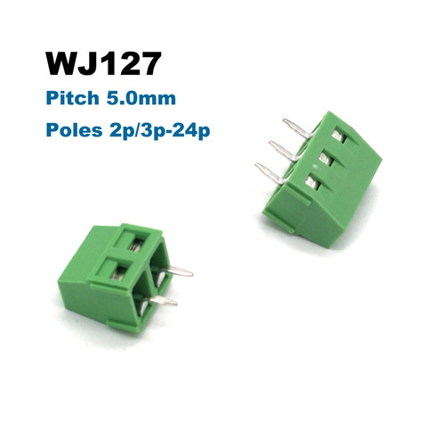 Pitch 5.0mm Screw PCB Terminal Block Connector Straight Pin 2P 3P 5mm WJ127 blocks connectors morsettiera 300V 12A 14AWG ► Photo 1/6