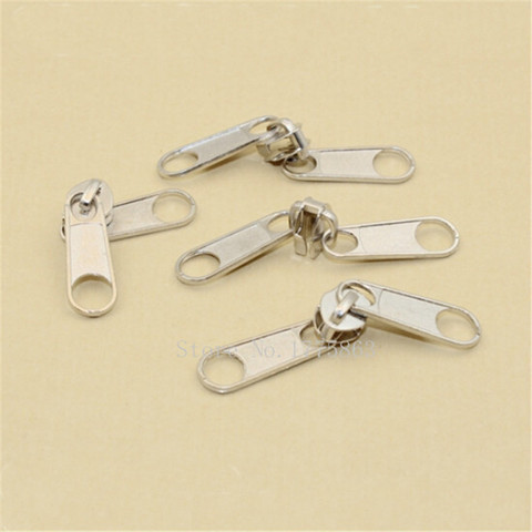 10Pcs/lot Silver Color 5# Double Sided Nylon Zipper Slider Fashion Zipper Puller DIY Handwork Bag Luggage  AA7663 ► Photo 1/1