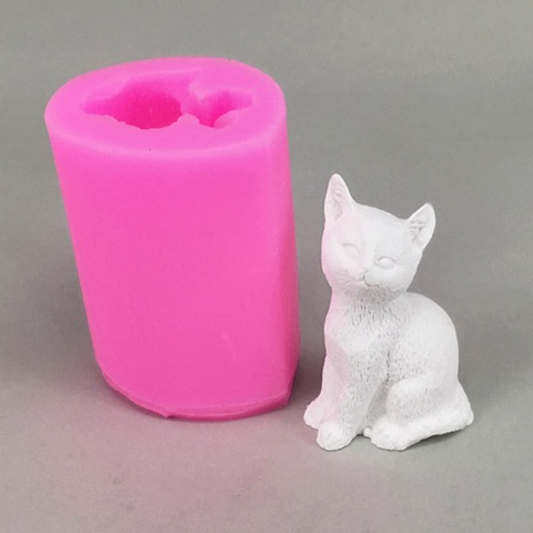 3D Cute Small Cat Animal Silicone Candle Mold Soap Chocolate Clay Crafts Art Mold Moulds Cake Decorating Tools Candle Making ► Photo 1/3