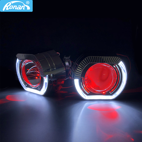 RONAN 2.5''VER 8.1 Projector Bi xenon H1 Lens car Headlight for X5 Square sport LED Angel Eyes drl white H4 H7 car styling ► Photo 1/5