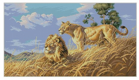 Top Quality Beautiful Lovely Counted Cross Stitch Kit African Lion Two Lions Mate Couple Lover Love dim 3866 ► Photo 1/1