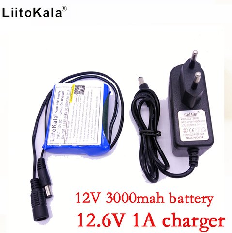 Liitokala New 12V 3000mAh lithium ion 12V 3Ah camera camera battery + 12.6V 1A charger eu / us plug ► Photo 1/6