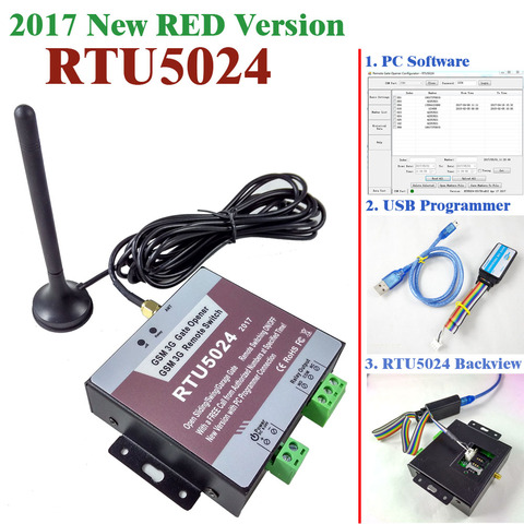 2017 New version RTU5024 gsm relay sms call remote controller gsm gate opener switch USB pc programmer and software included ► Photo 1/3
