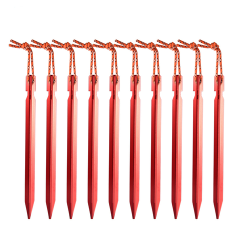10Pcs/lot 18cm Aluminum Canopy Tri-beam Tent Pegs Garden Stakes Ground Nail Heavy Duty With Reflective Cord Hammock Camping ► Photo 1/6