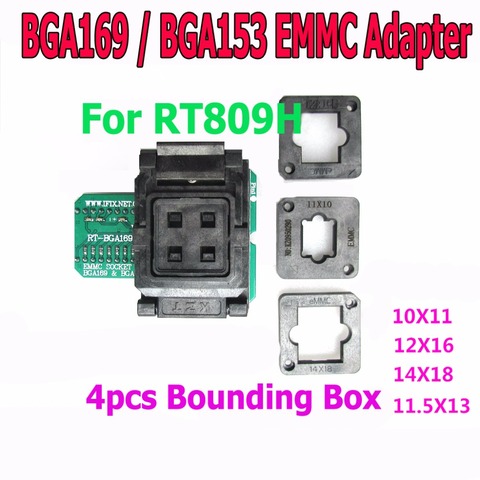 BGA169 / BGA153 EMMC BGA169-01 Socket Adapter With 4 pcs BGA bounding box For RT809H Programmer ► Photo 1/6
