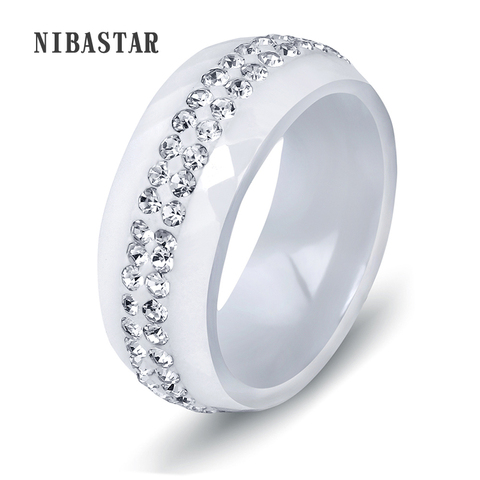 High Quality Black And White Simple Style Simply Crystal Ceramic Rings for Women ► Photo 1/6