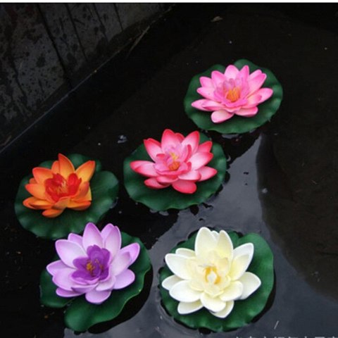 1 PCS Artificial Lotus Water Lily Floating Flower Pond Tank Plant Ornament 10cm Home Garden Pond Decoration ► Photo 1/5
