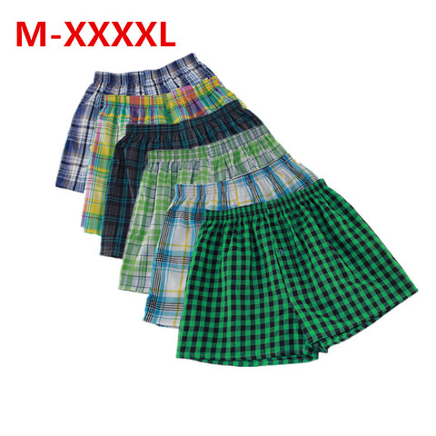 M-XXXXL mens underwear boxers loose shorts Classic Plaid Men Boxer Shorts Mix Colors Trunks Cotton Cuecas Underwear 4PCS ► Photo 1/6