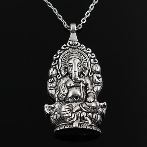 New Fashion Ganesha Buddha Elephant Pendants Round Cross Chain Short Long Mens Womens Silver Color  Necklace Jewelry Gift ► Photo 1/3