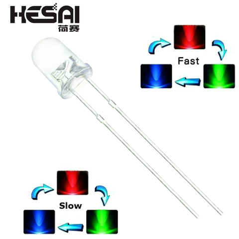 100pcs/lot F3 3mm Fast/Slow RGB Flash Red Green Blue Rainbow Multi Color Light Emitting Diode Round LED Full Color ► Photo 1/2
