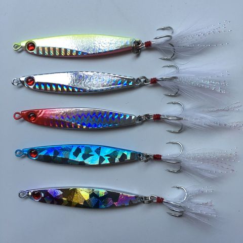 HOT 10g 14g 21g Fishing Spoon Lure 5 colors iscas artificiais Metal Jig Lure Slice Jigbait spoon Treble Hook jigging lure ► Photo 1/6