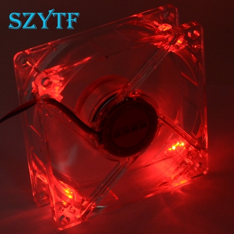 pc computer fan PC fan unit fan 8025 8cm with red LED lights  chassis fan  80 X80X25 ► Photo 1/4