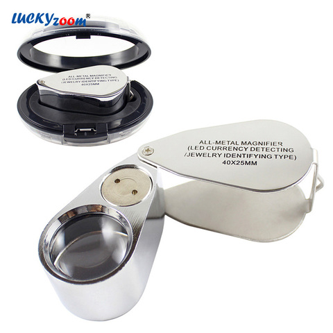 40X Magnifying Loupe Jewelry Eye Glass Magnifier LED Light