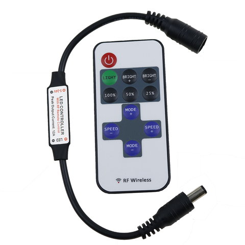 1set Mini RF Wireless Remote  BLACK Led Dimmer Controller For Single Color Led Strip Light SMD5630 SMD5050 SMD3528 DC 5V 12V 24V ► Photo 1/6