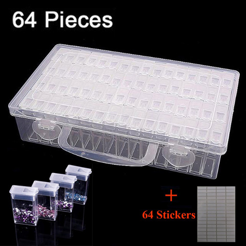64/28 Slots Storage Box and Label paper,Diamond Embroidery Contain Diamond Painting Accessory boxes Case Cross Stitch Tools ► Photo 1/6