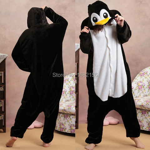 Kigurumi Black Penguin Pajamas Animal Party Cosplay Costume Flannel Onesies Game Cartoon Animal Sleepwear ► Photo 1/6
