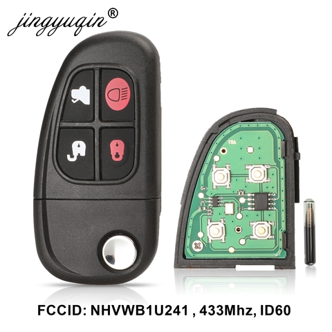 jingyuqin 4 Bottons Car Auto Flip Remote Key for Jaguar X-Type S-Type 1999-2009 XJ XJR 2002-2008 433MHz 4D60 chip NHVWB1U241 ► Photo 1/5