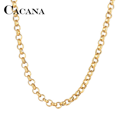 CACANA Stainless Steel Chain Necklaces For Man Women Gold Silver Color For Pendant Round Buckle Donot Fade Jewelry N1870 ► Photo 1/6