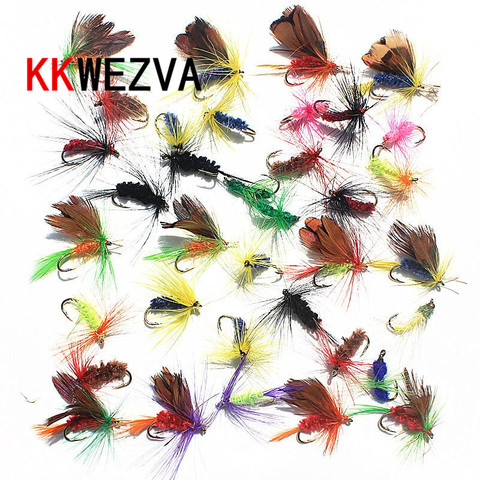 KKWEZVA 36pcs Insect Fly Fishing Lure Artificial Fishing Bait Feather Single Treble Hooks Carp Fish Lure Water surface ► Photo 1/6