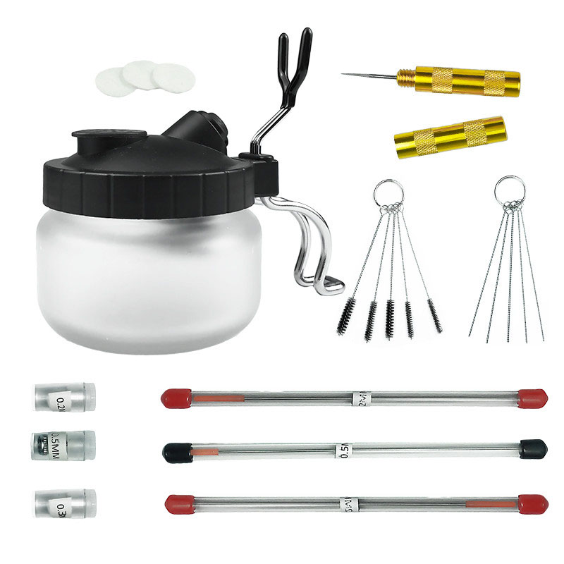 OPHIR Airbrush Cleaning Kit Cleaning Tools Set Cleaning Pot,Brush,Needle,Dropper 